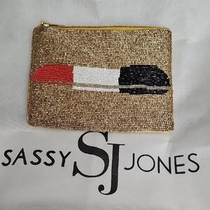Sassy Jones Gold Beaded Lipstick Pouch